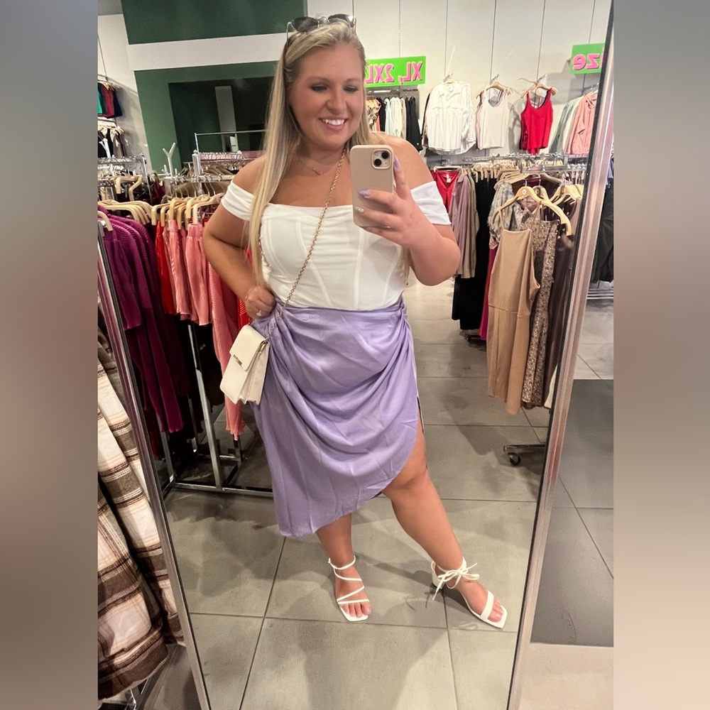 Purple Satin like Skirt